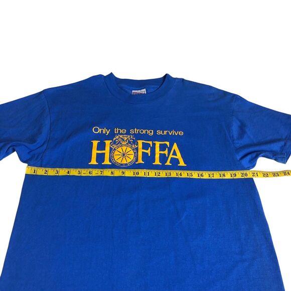 Vintage HOFFA Teamsters Shirt Mens Large Blue Single Stitch Cotton Graphic 90s - Picture 9 of 11